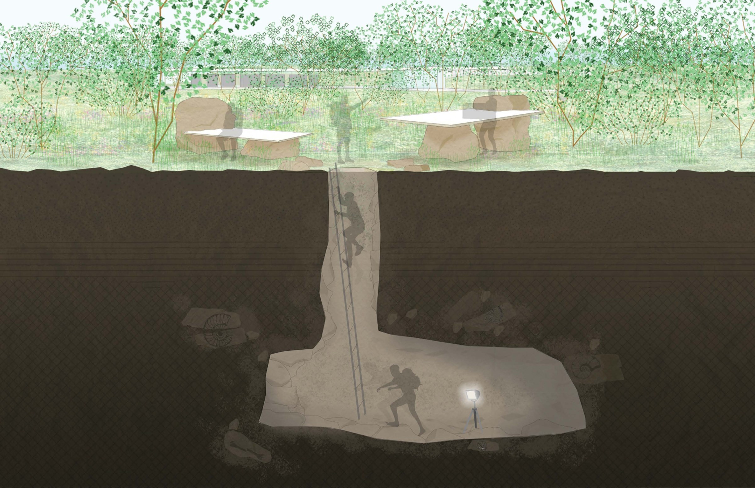 Malina Pickard's thesis project underground to above ground render