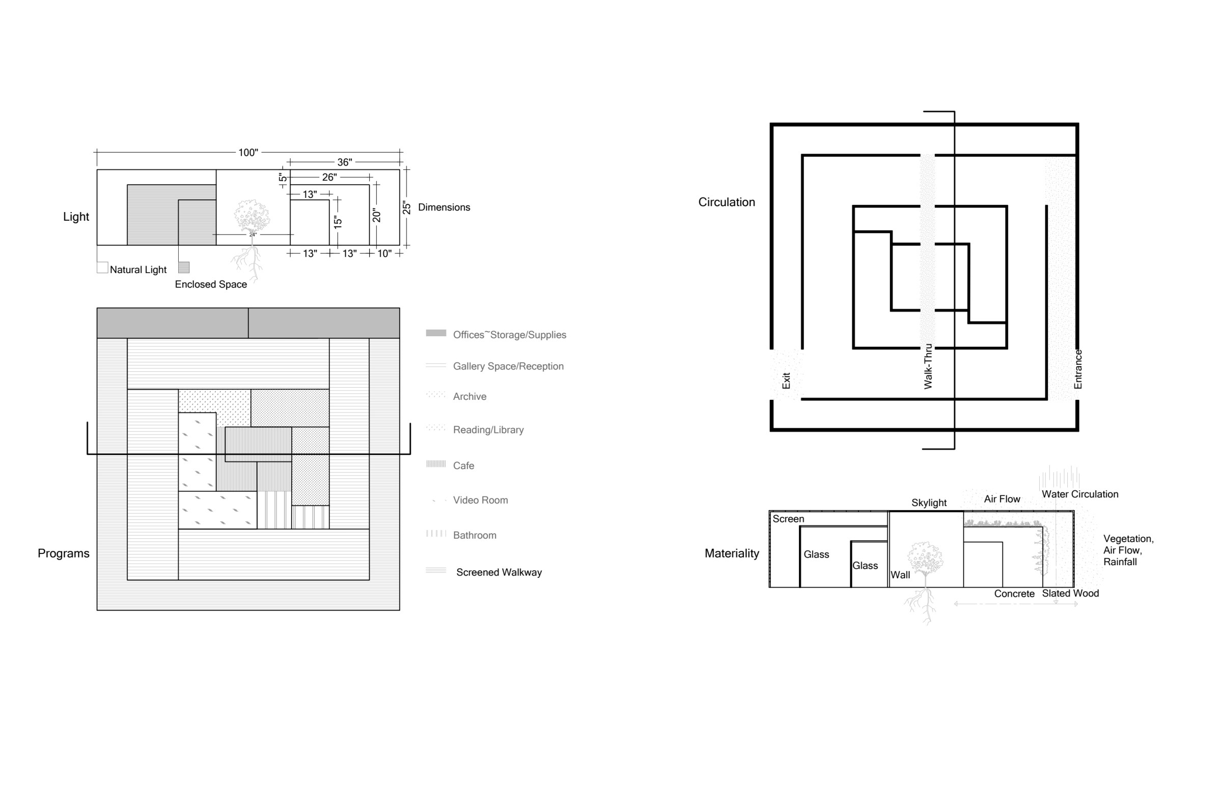 Second Year Design Studio circulation, materiality, programs, and light