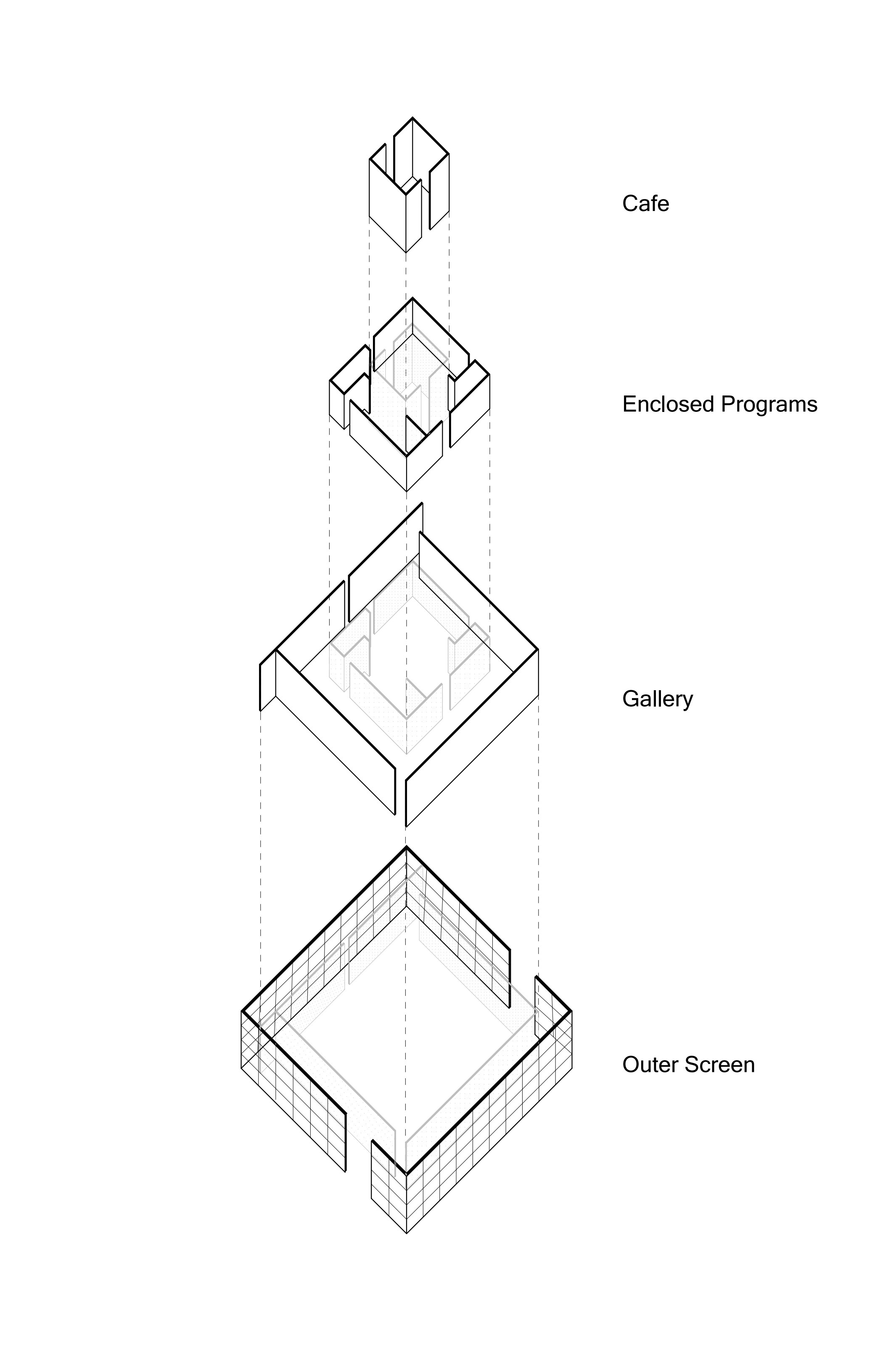 Second Year Design Studio exploded axon labeled