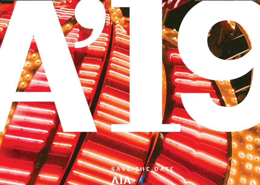 AIA Awards 2019 red graphic with white letters