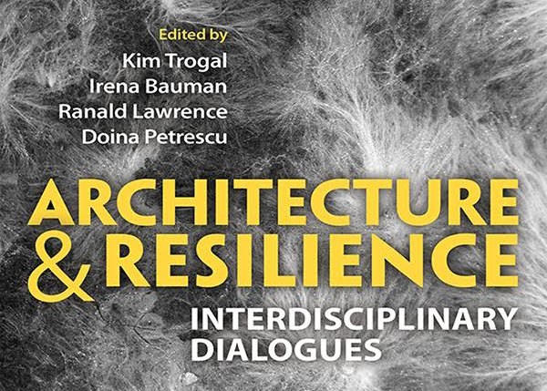 Front of book with yellow title "Architecture and Resilience"