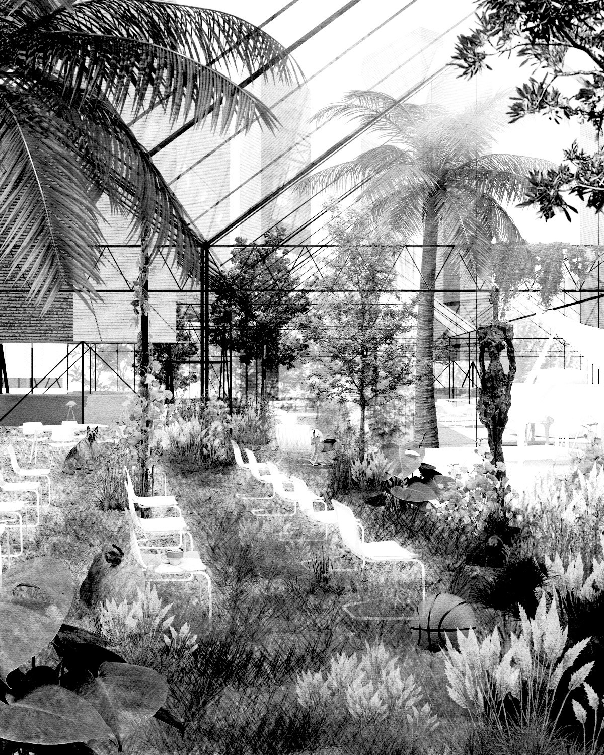 Architecture Through Competitions Research Studio black and white render