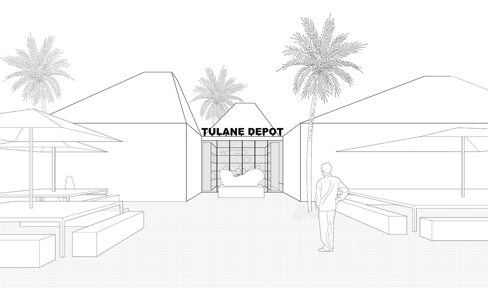 ARCH 1012 Spring 2022 Tulane Depot entrance sketch