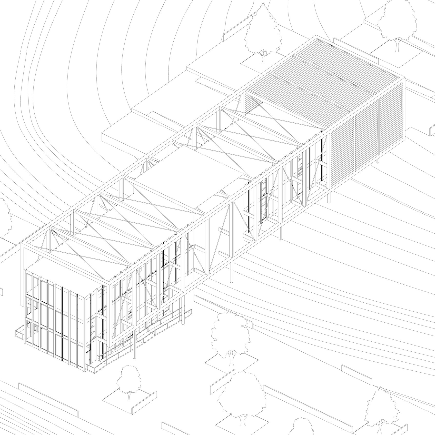 ARCH 2021/6021 Fall 2021 axonometric building view