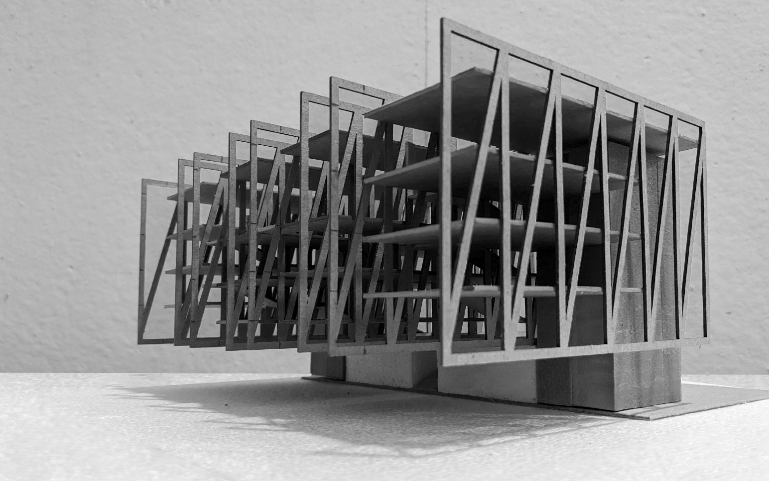 ARCH 3032/ 6032 Spring 2022 Student Work: black and white image of building study model