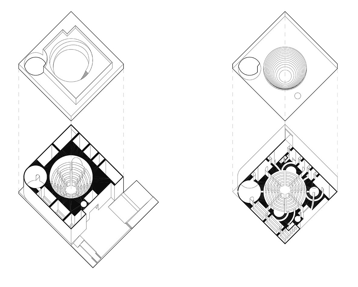 ARCH 1012 Spring 2022 exploded axonometric views of floor plan