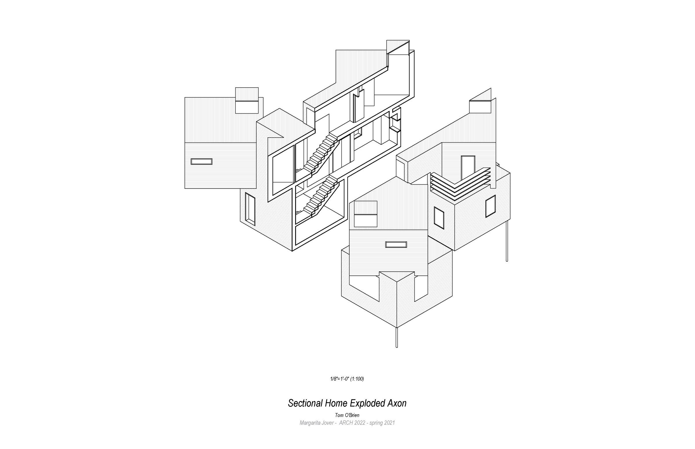 Arch 2022/6022 Spring 2021 sectional home exploded axon