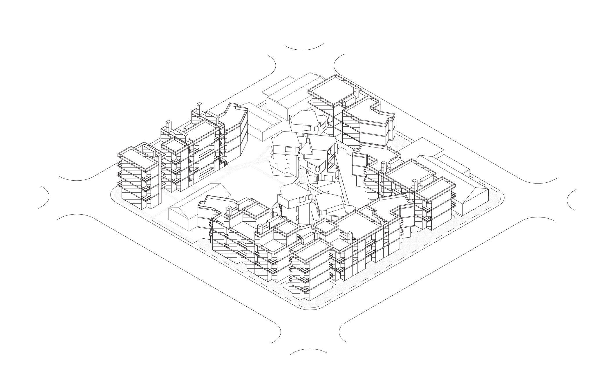 Arch 2022/6022 Spring 2021 axon view of housing community