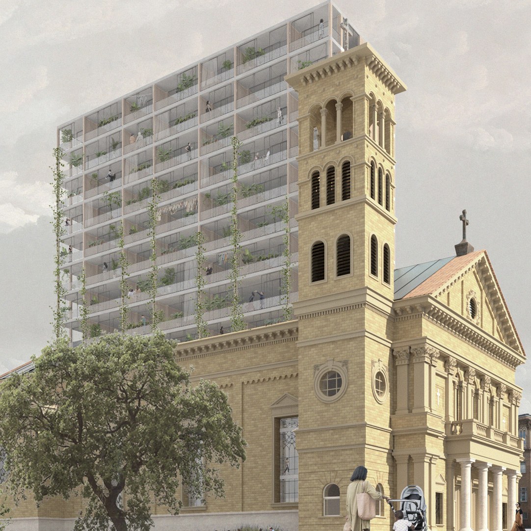 Olivia Georgakopoulos and Alyssa Barber's thesis project building rendering from street view