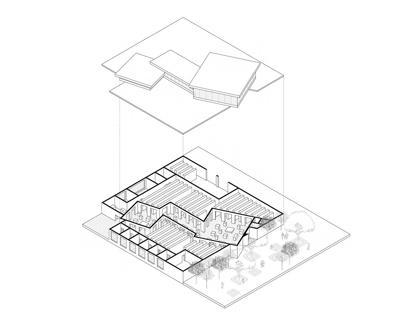 ARCH 1012 Spring 2022 exploded axonometric view of floor plan