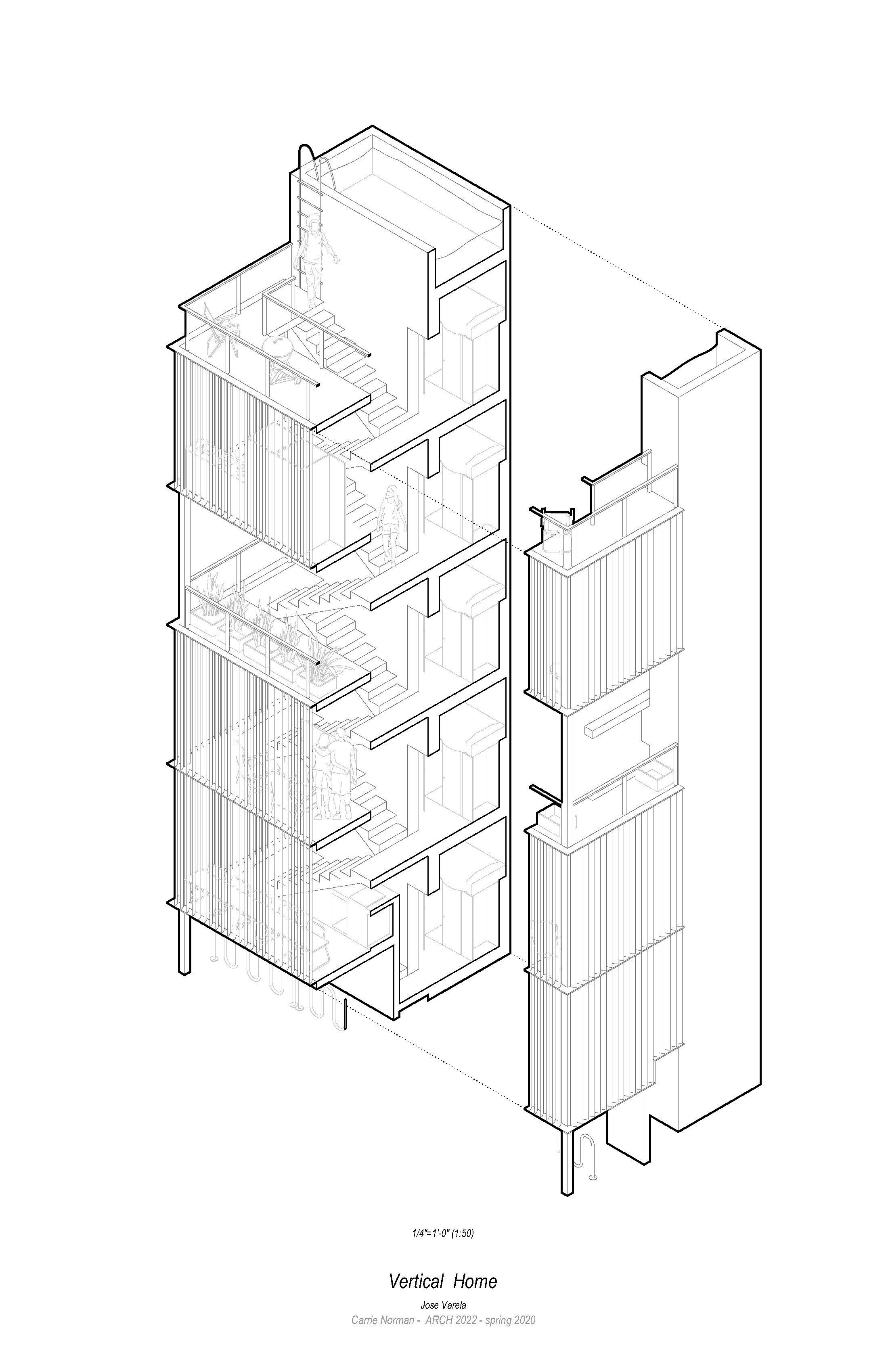 Arch 2022/6022 Spring 2021 vertical home exploded axon