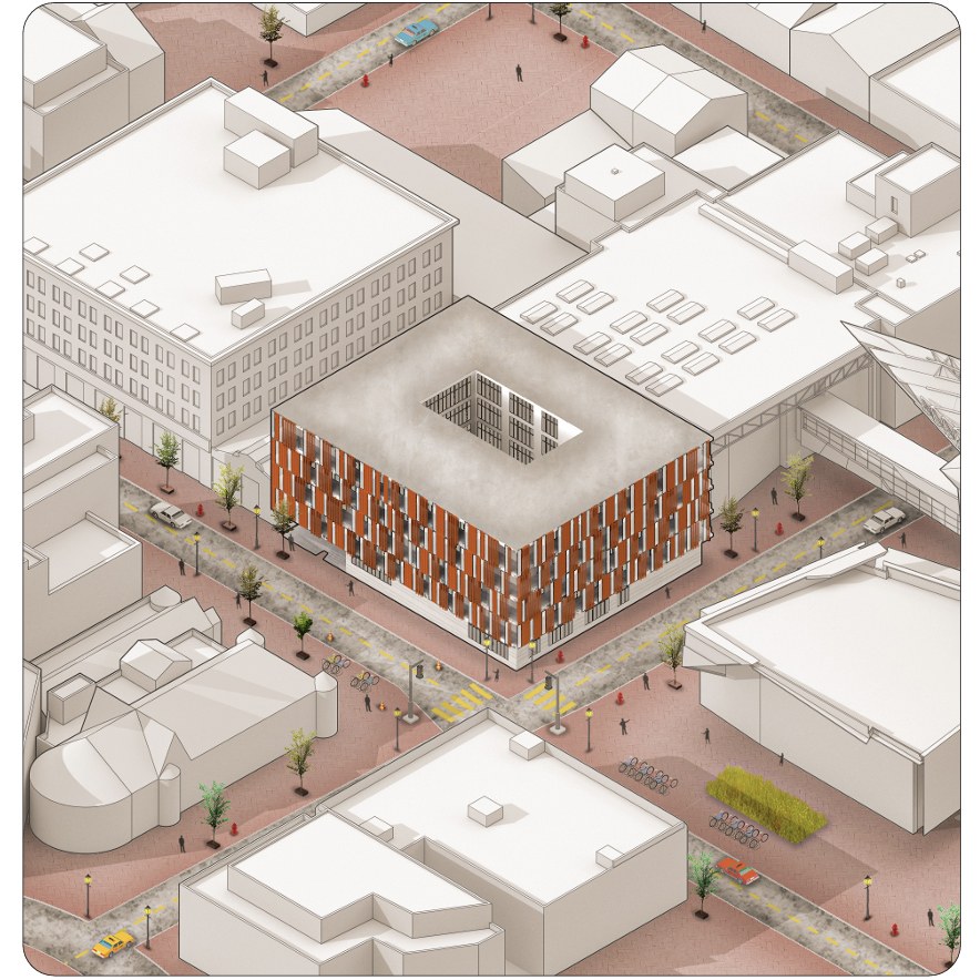 Alex Langley and Sam Spencer's Thesis Project building site isometric rendering