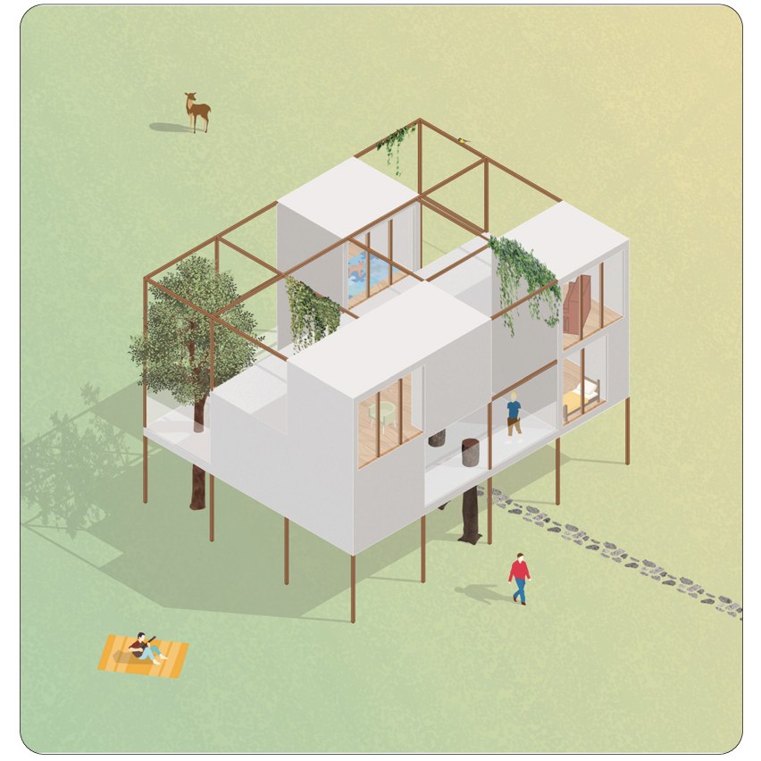 Alex Langley and Sam Spencer's Thesis Project Block House Isometric Rendering