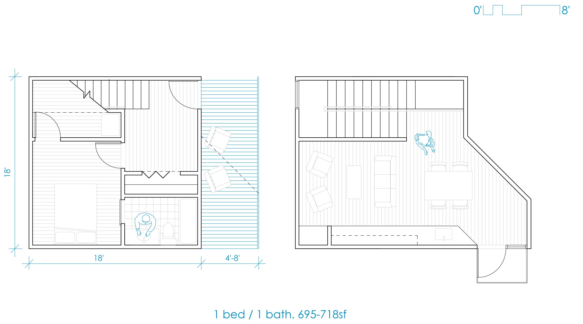 Daniel Tighe's thesis project: 1 bedroom 1 bathroom floor plan, long