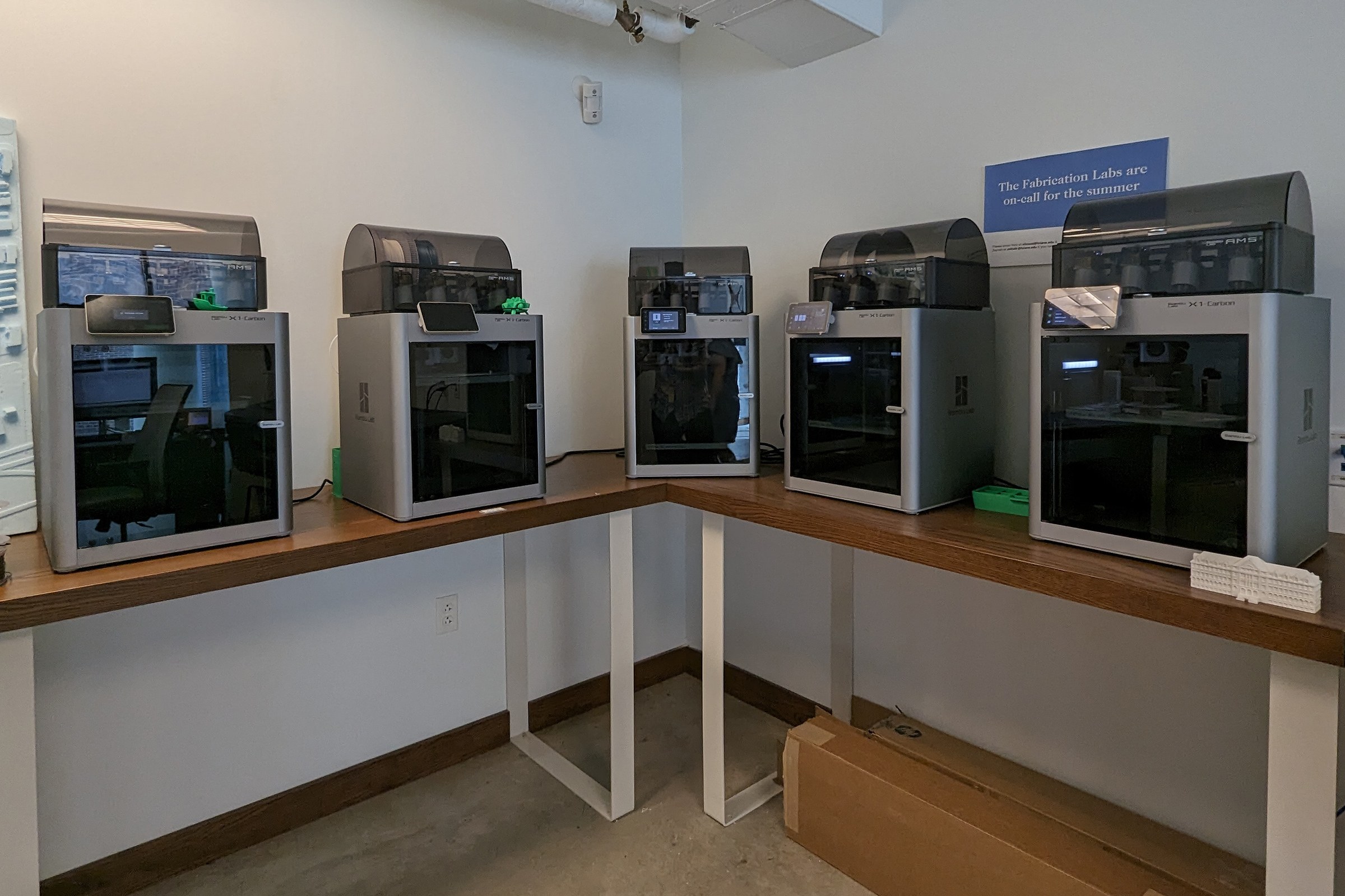 photo of bambu lab 3d printers at nochi