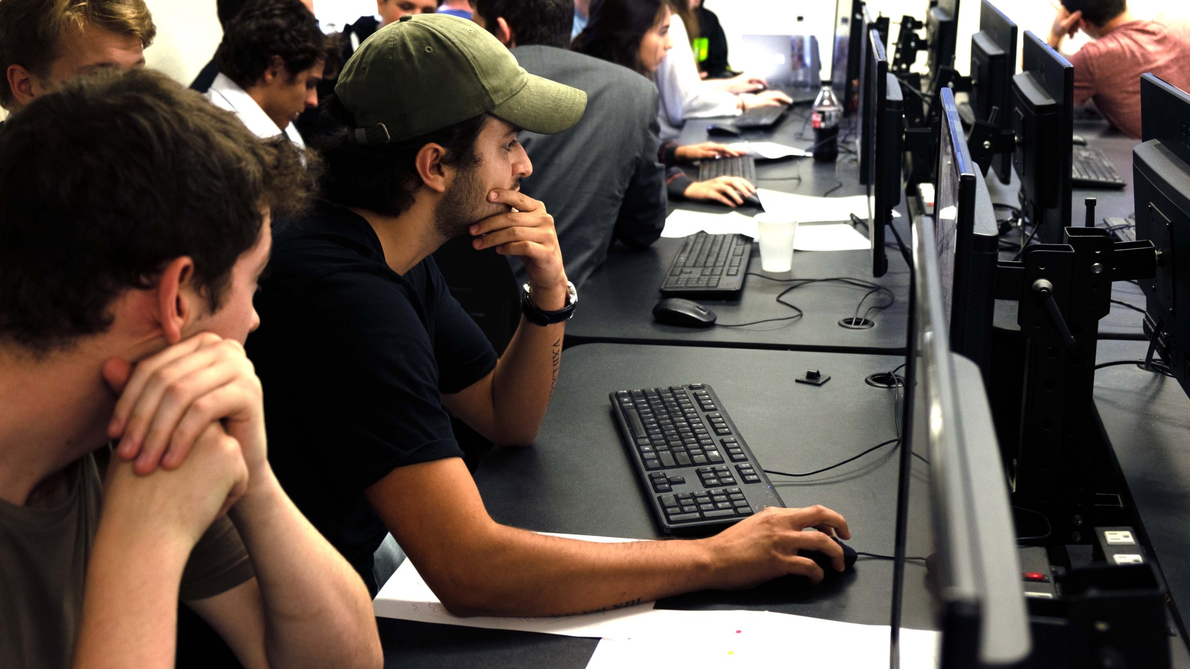 students working on computers in the computer lab