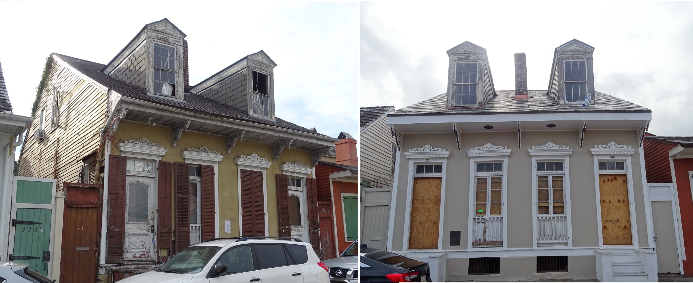 1840s cottage restoration work in progress, before and after comparison