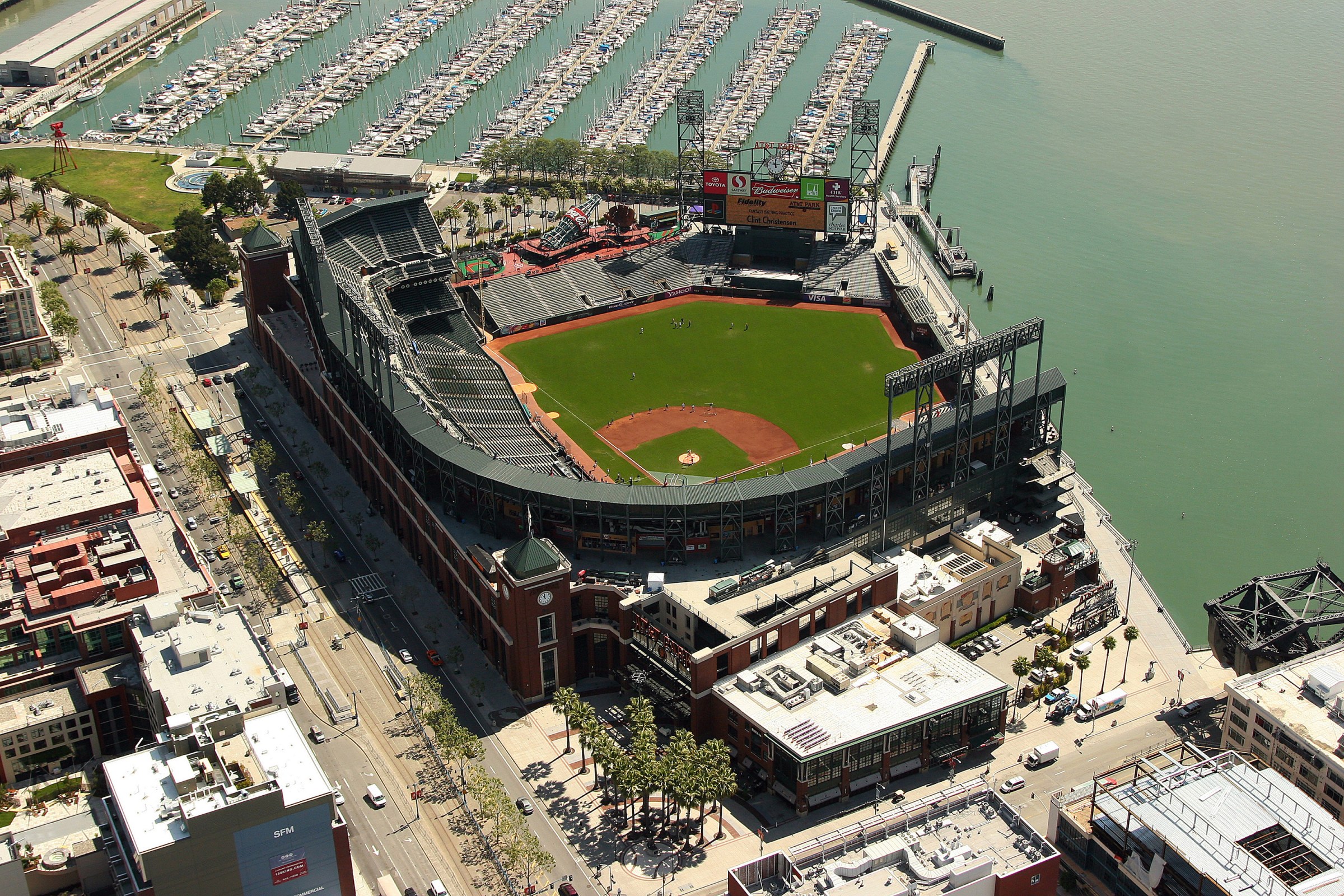 aerial image of Oracle Park