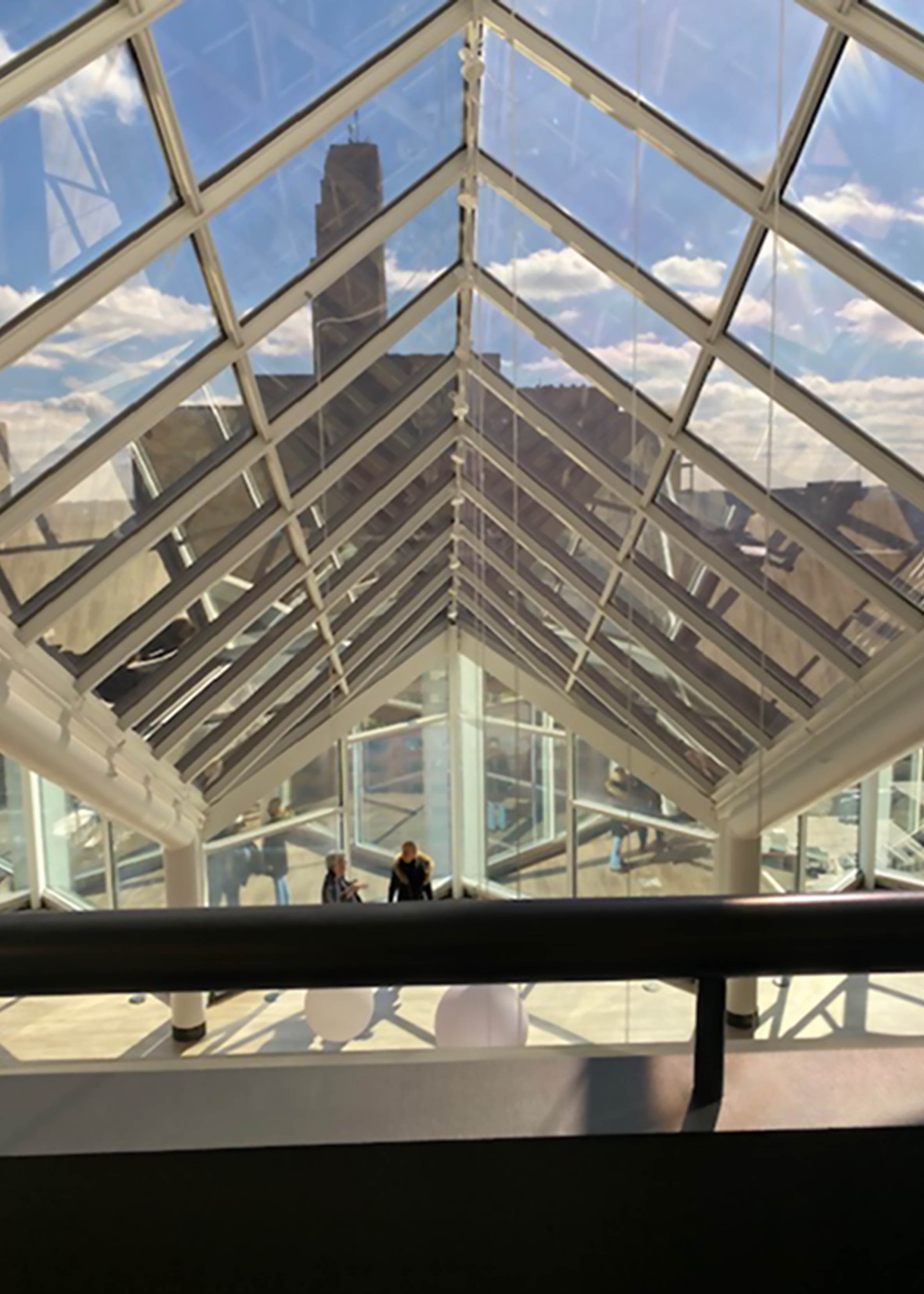 interior image of glass ceiling