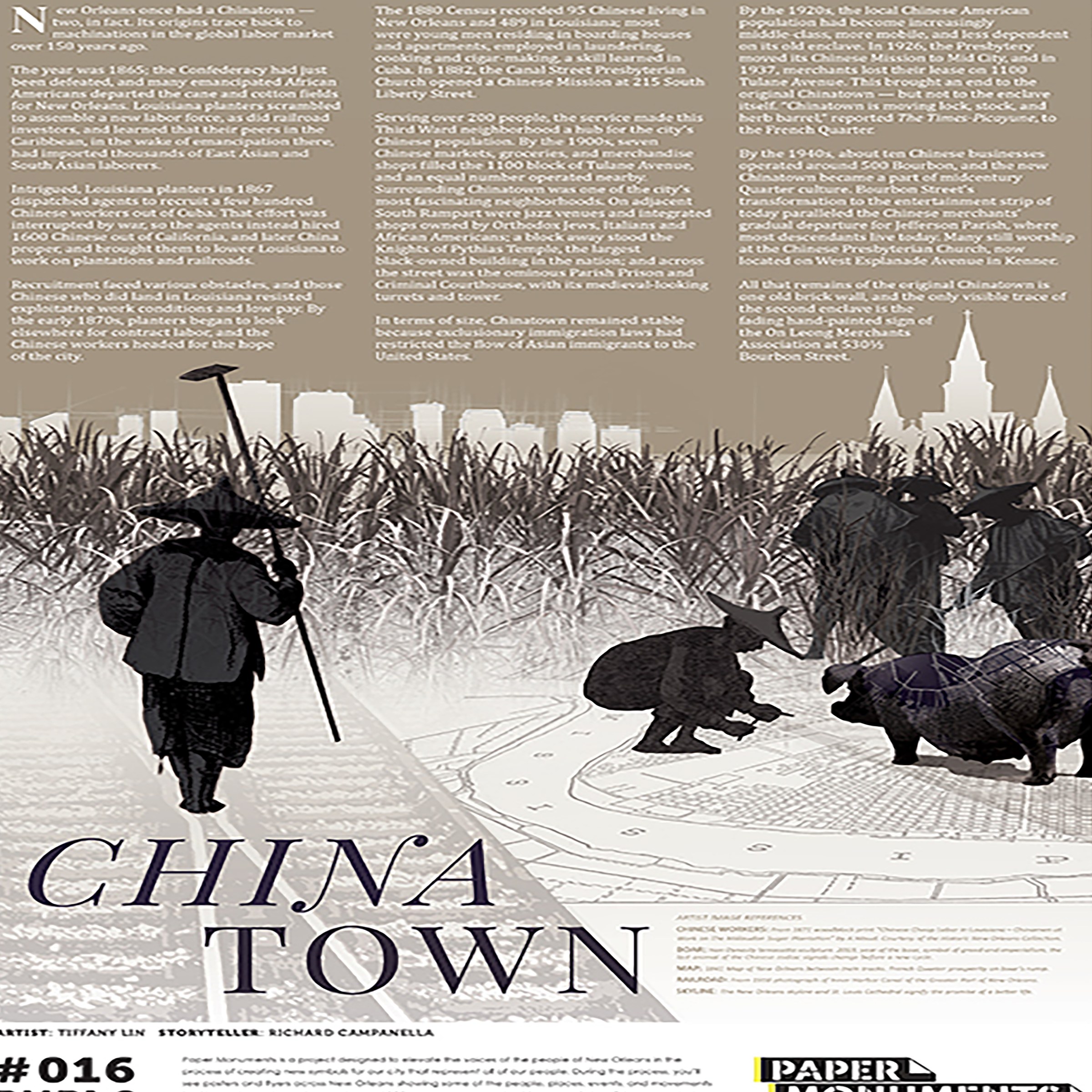 poster showing china town with text in the sky