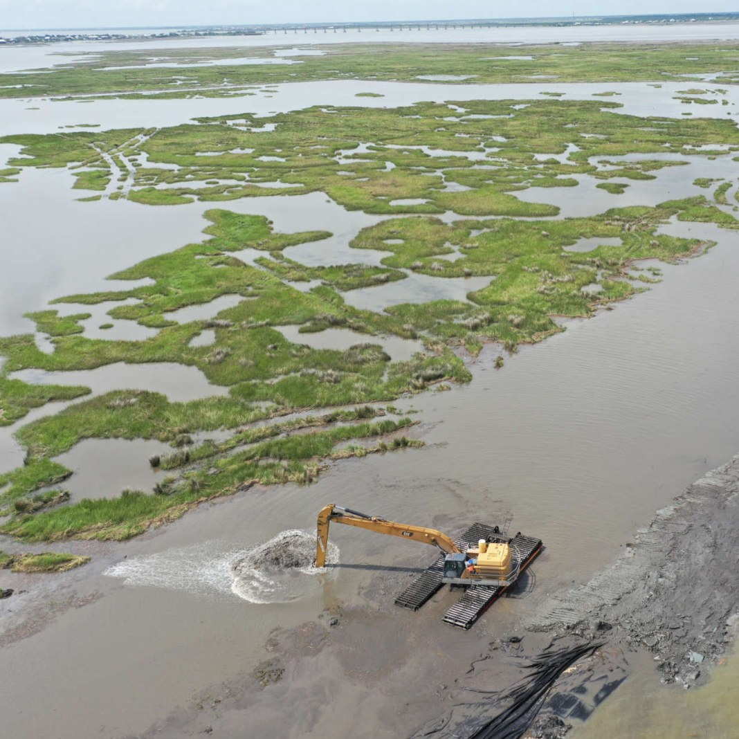 overhead image of Louisiana's coastal wetlands