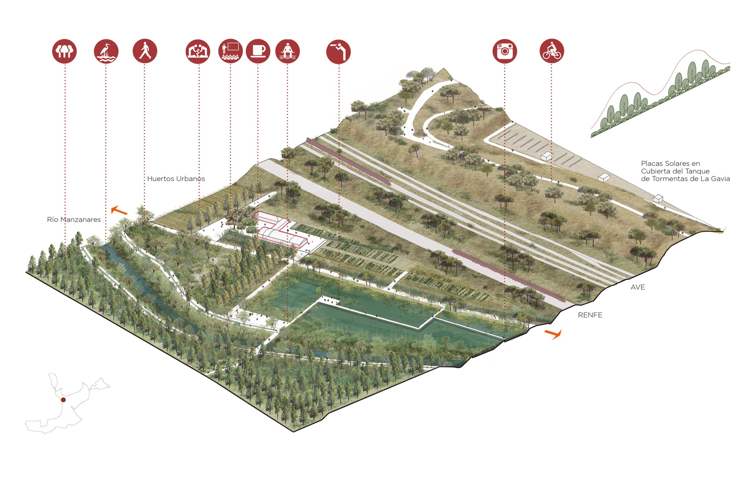 Madrid Metropolitan Forest map design.