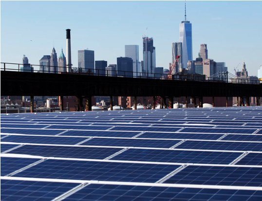 Solar Panels with New Orleans in the background