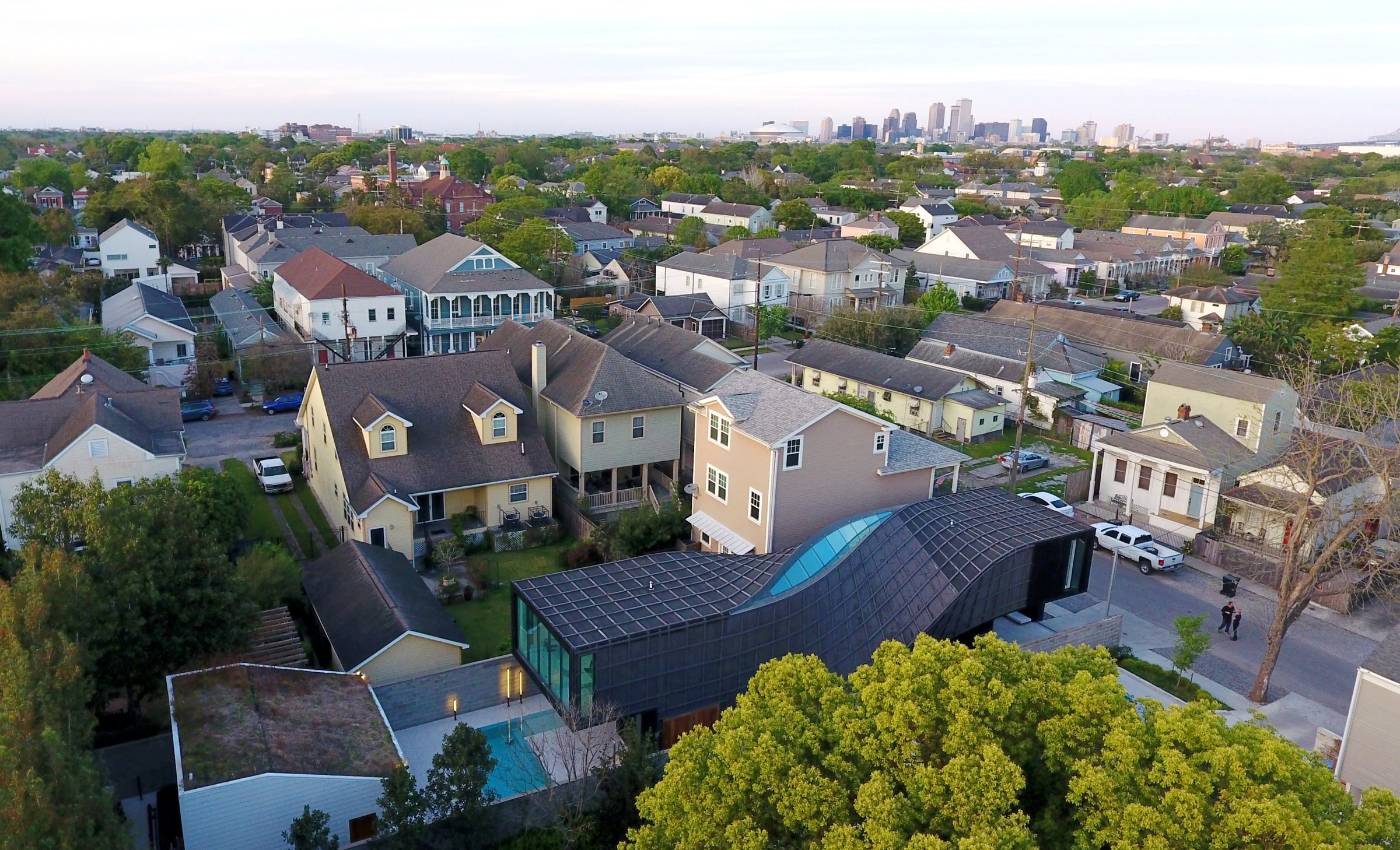 An aerial view of J-House.