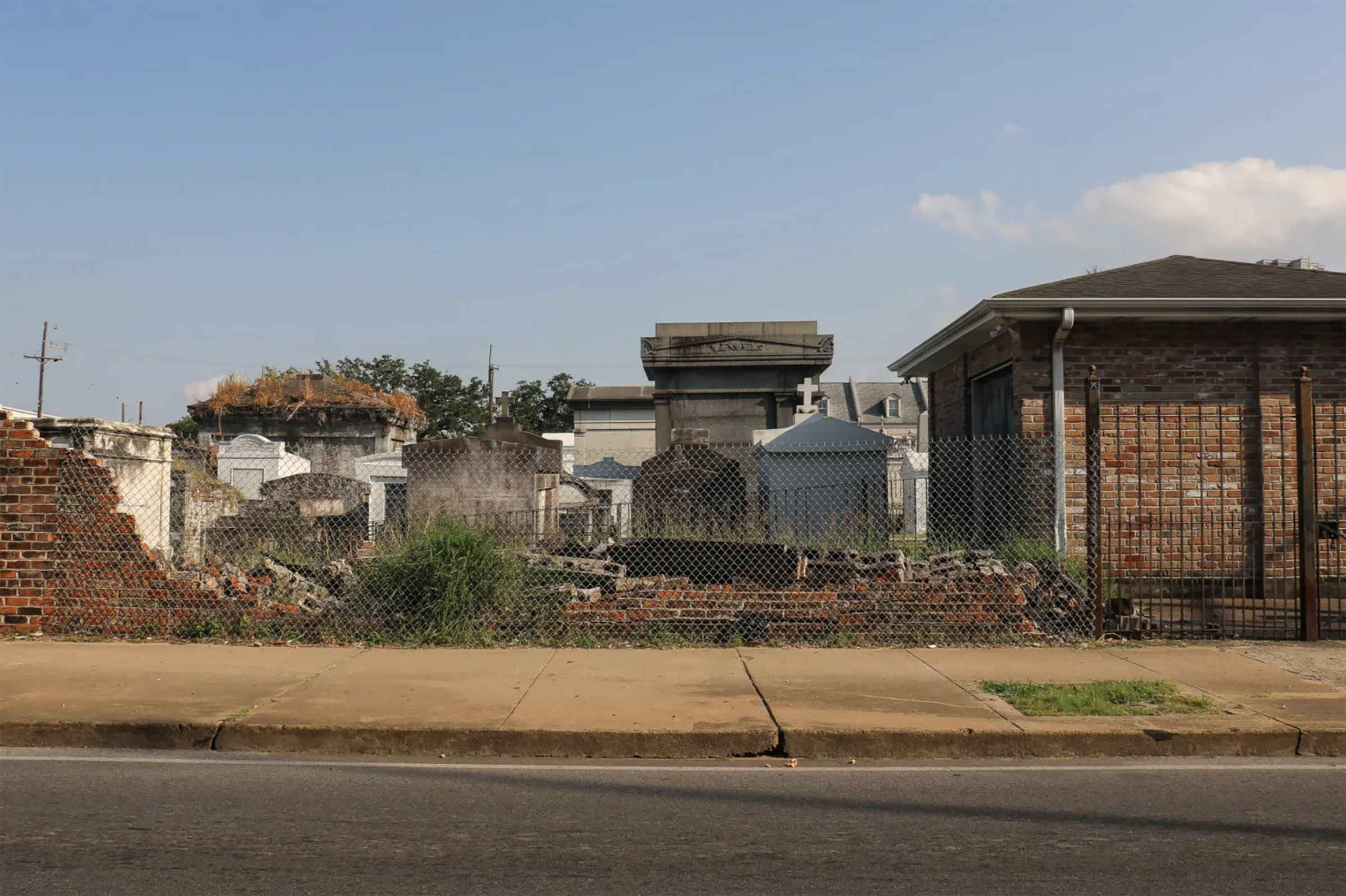 A cemetery with tombs. 