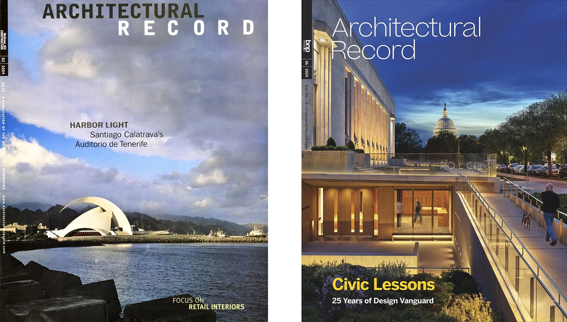 Two covers of Architectural Record with cover photos by Alan Karchmer.