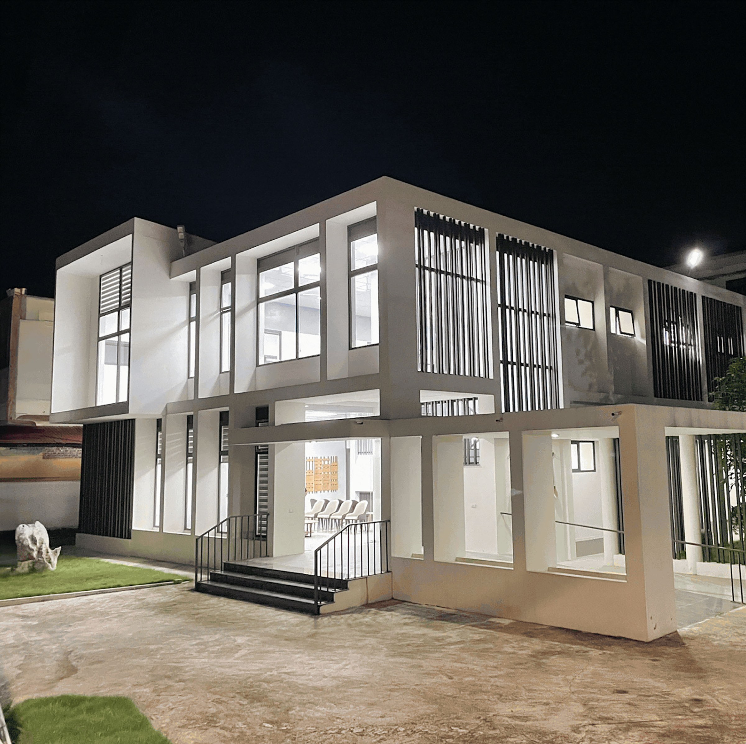 The medical center in Cao Bang, Vietnam, at night.