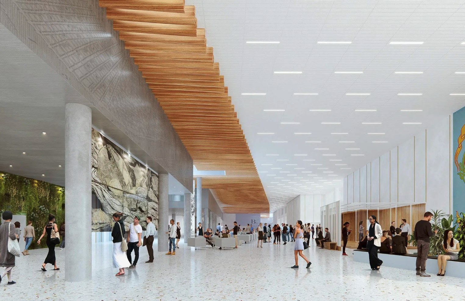 Perspective rendering of interior design for New Orleans Convention Center by NANO llc.