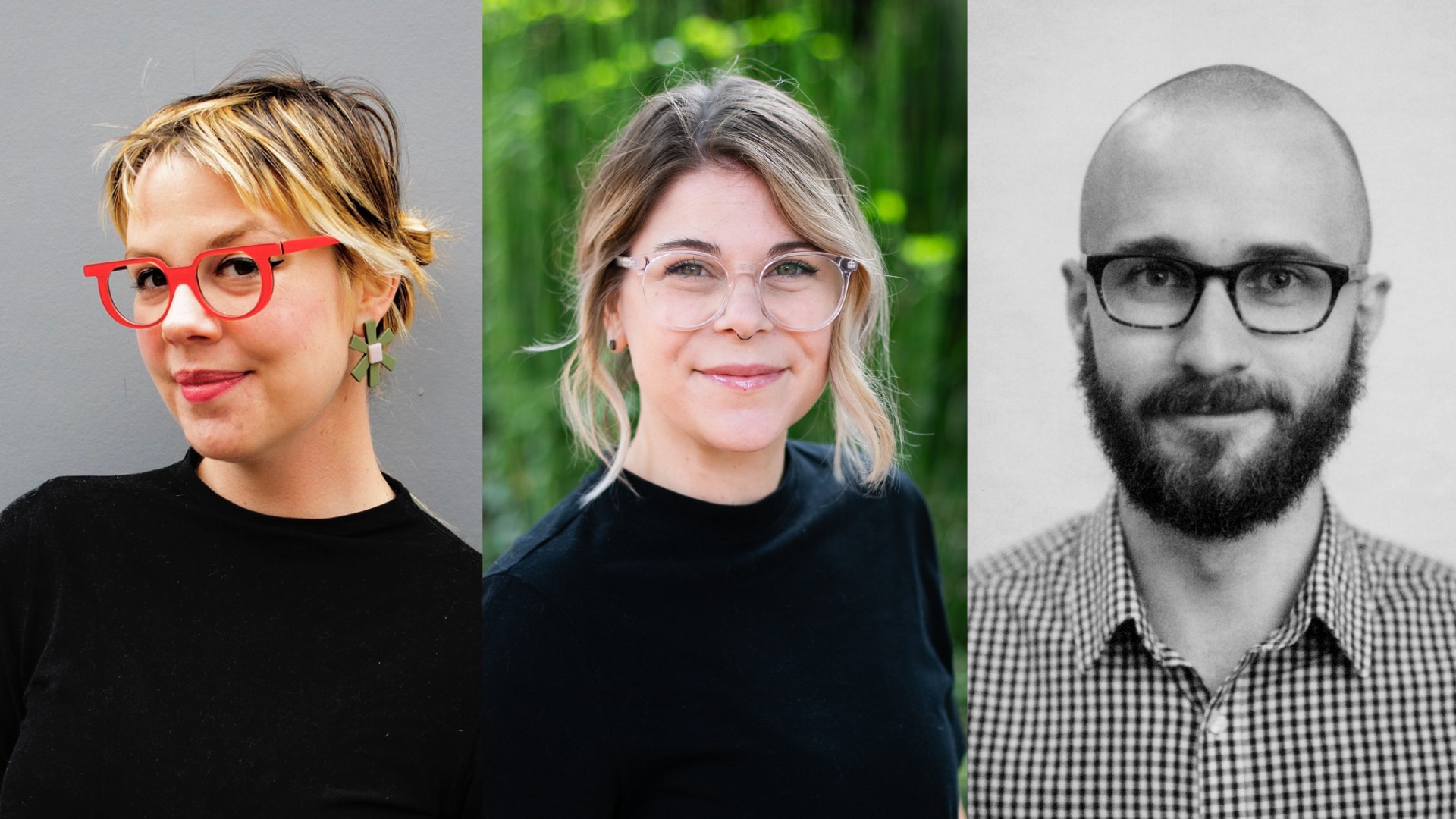 Headshots of Leah Kahler, Jess Vanecek, Sean Fowler.