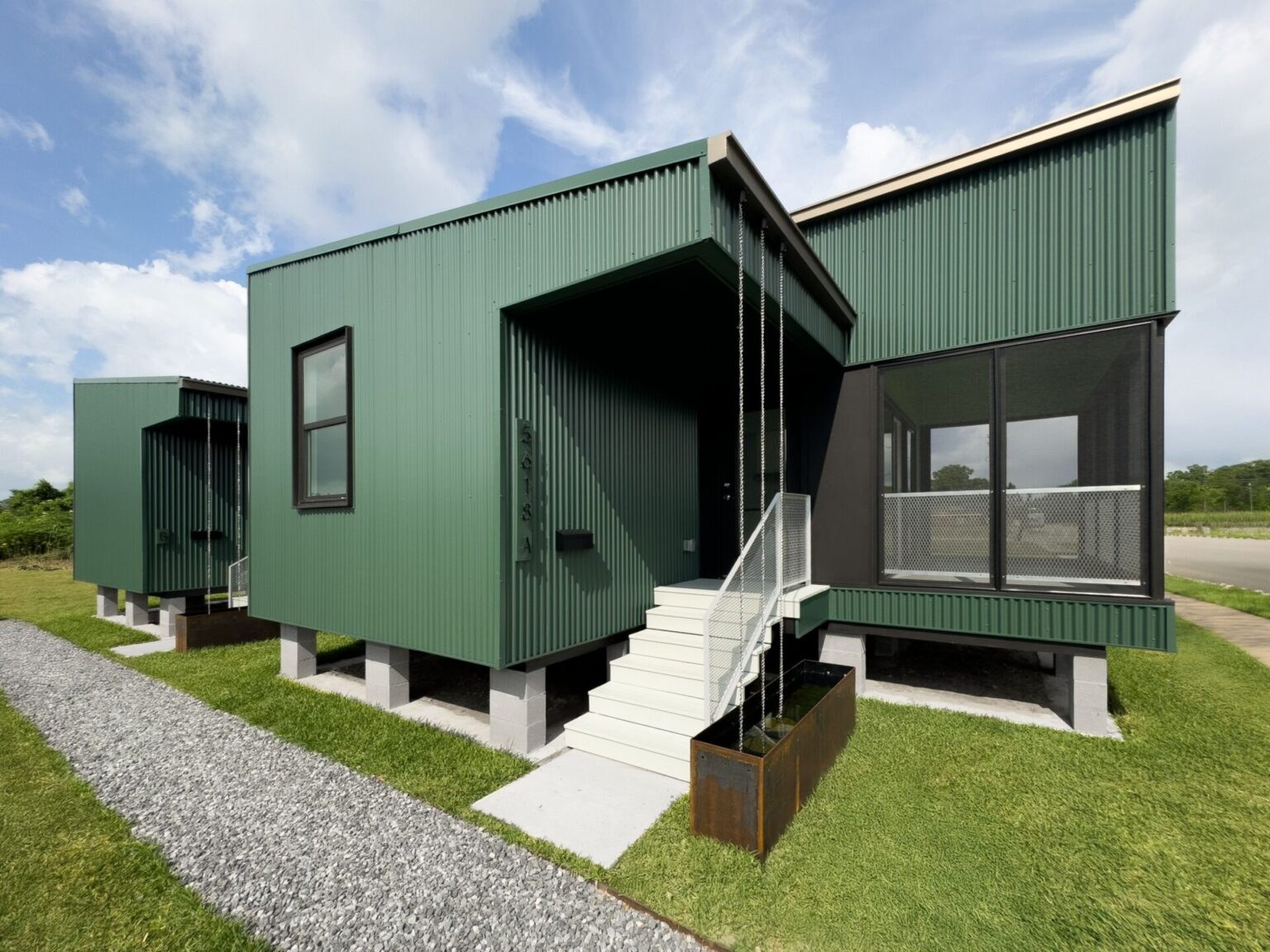 Side view of the URBANbuild 20 duplex affordable housing design-build.