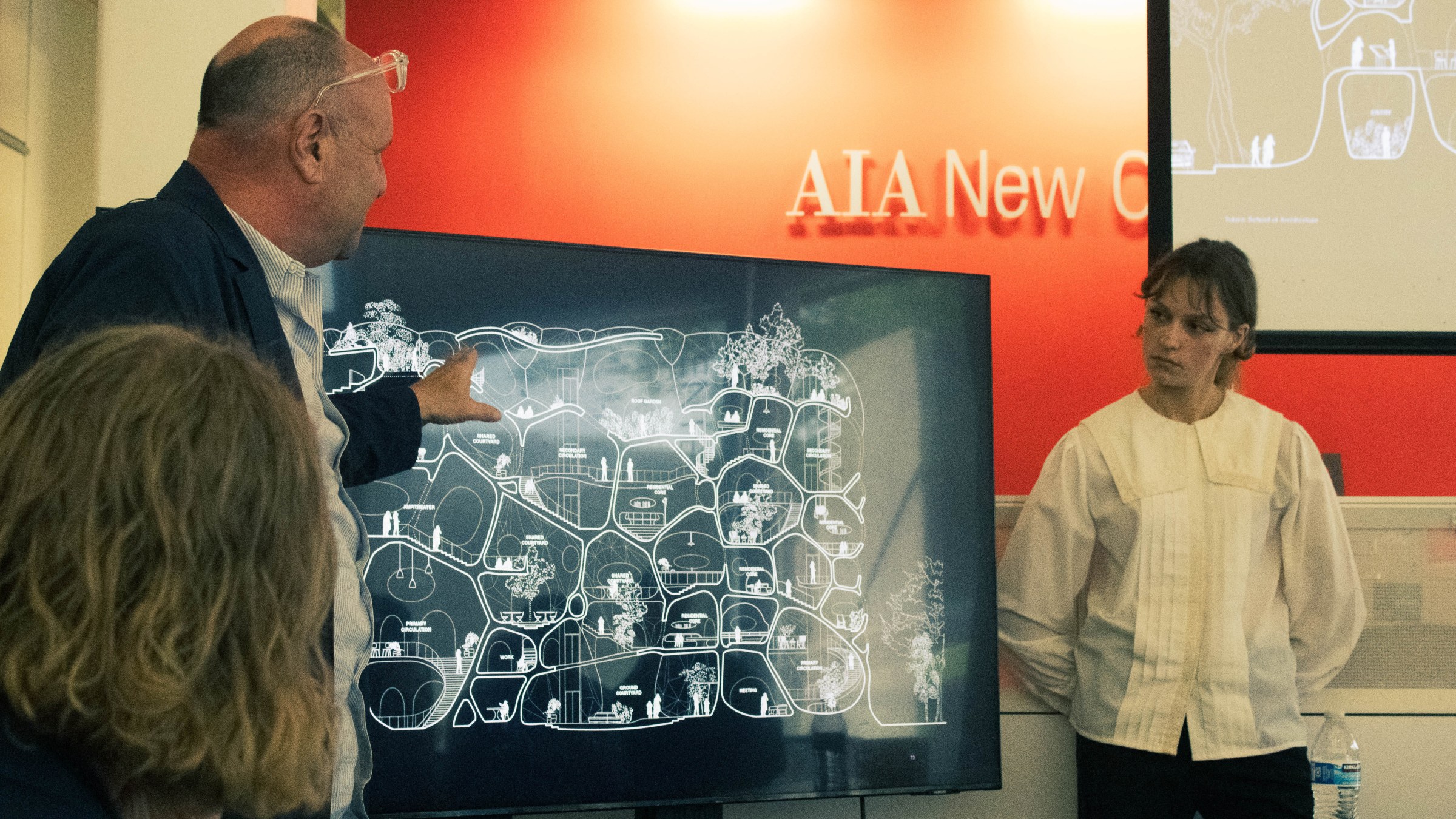 image of a professor reviewing students work on a screen