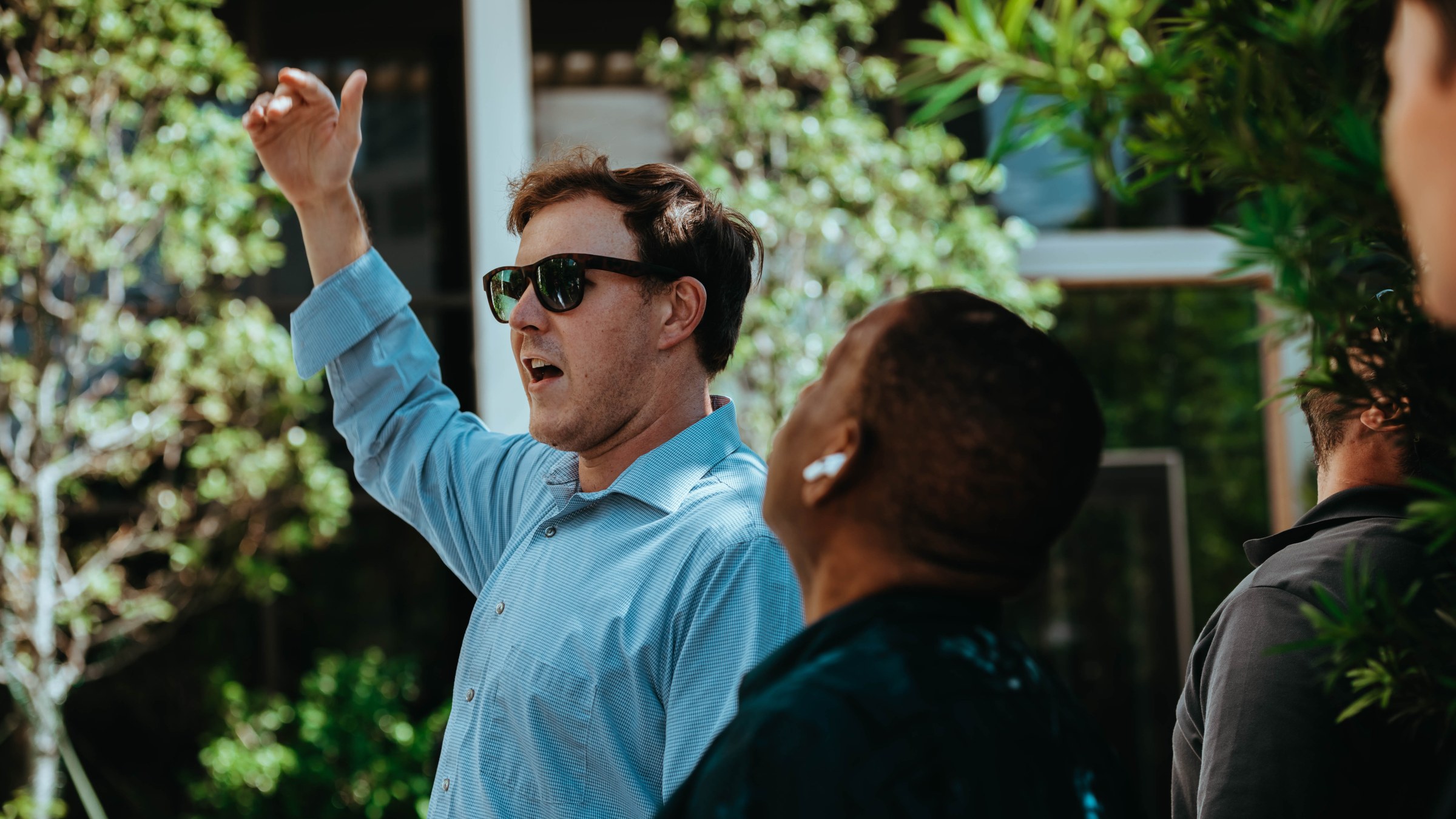 Image of a professor talking to students