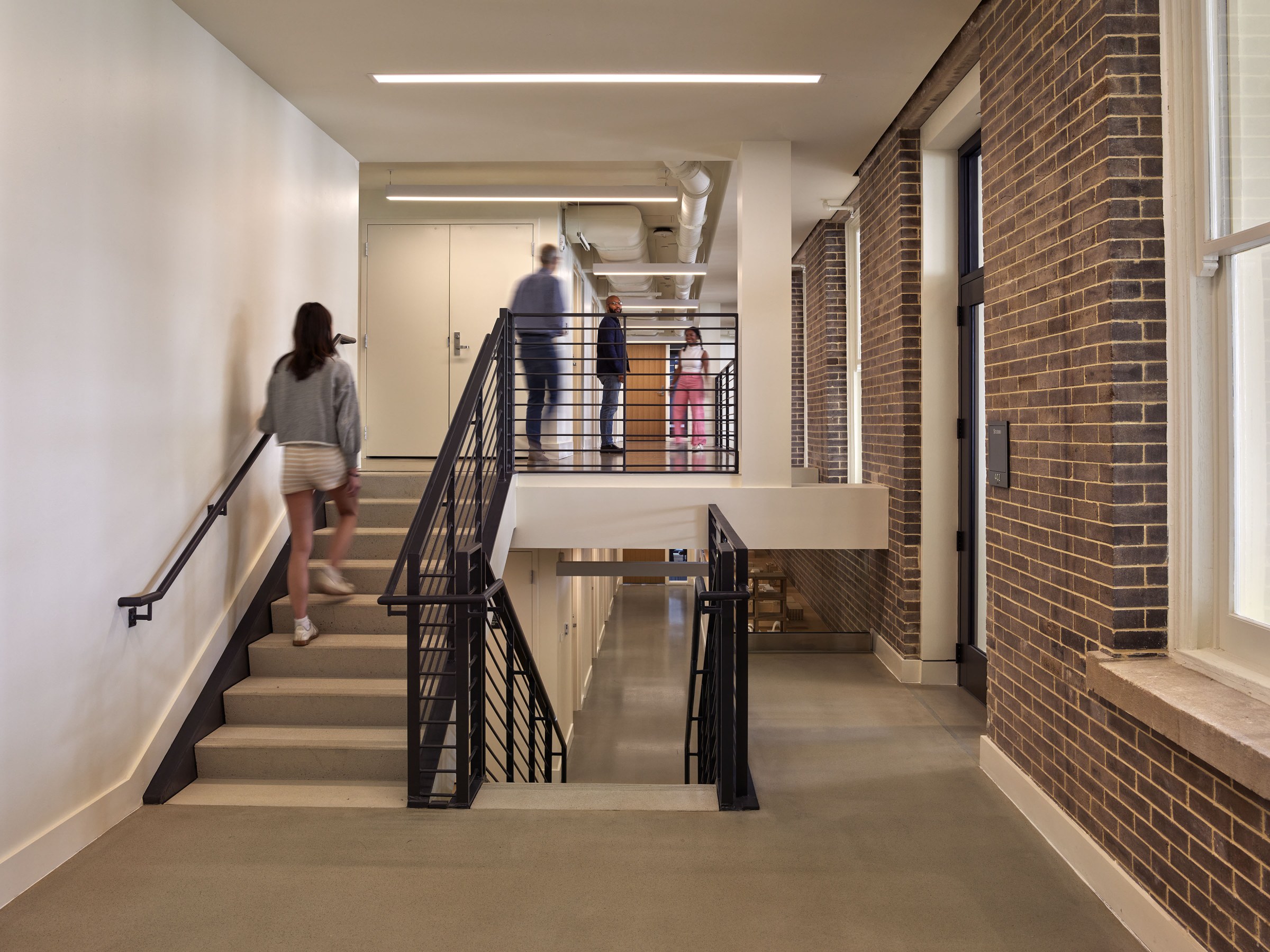 View of the fourth floor split level of Richardson Memorial Hall's addition.