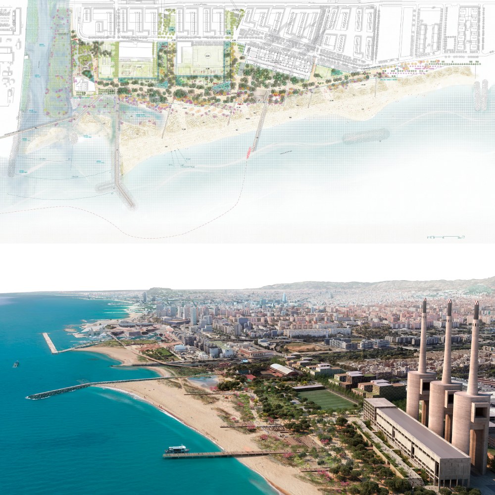 Digital renderings from Three Chimneys proposed public space design in Barcelona.