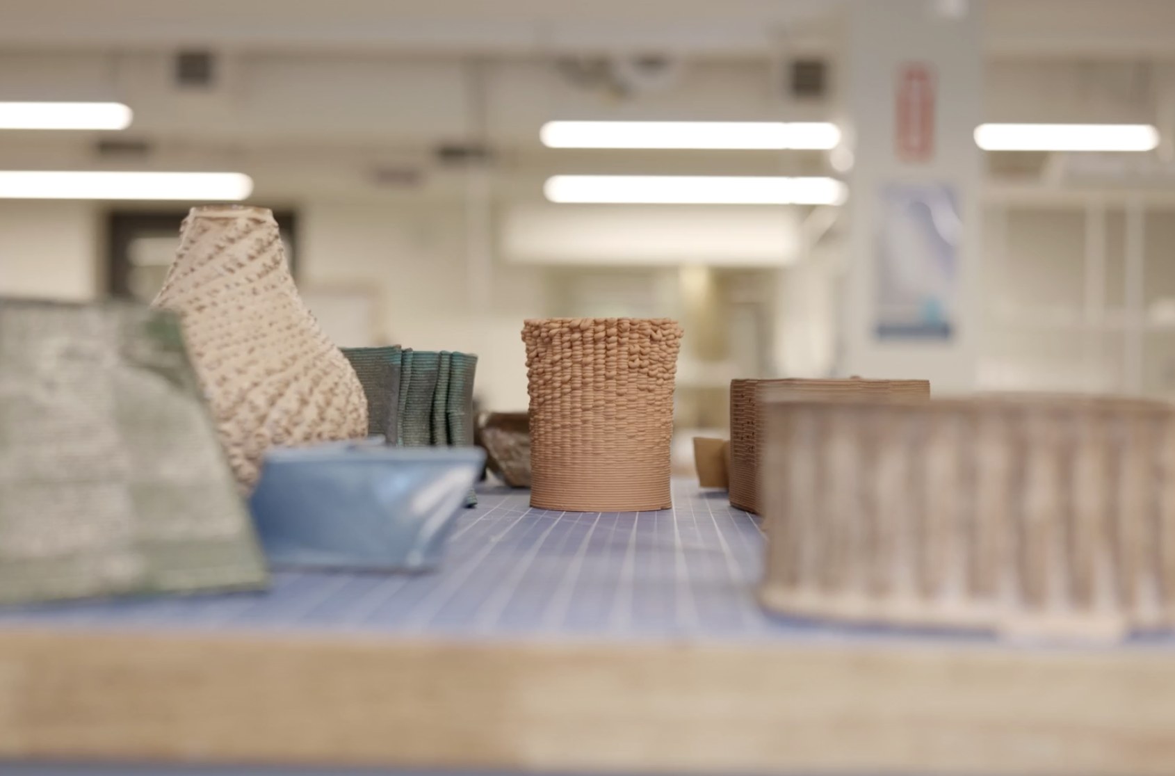 Finished products sit in the TUSABE Clay Fabrication Lab