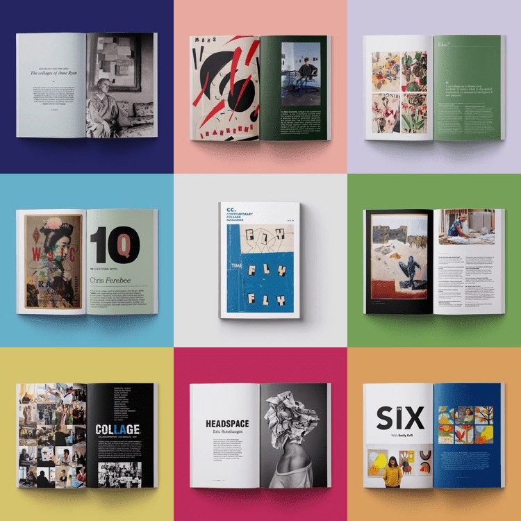 Shots from the interior of Issue 8 of Contemporary Collage Magazine