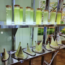 image of crawford's algea lab, green bottles, 
