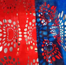 picture of bacterial tapestries, red and blue 